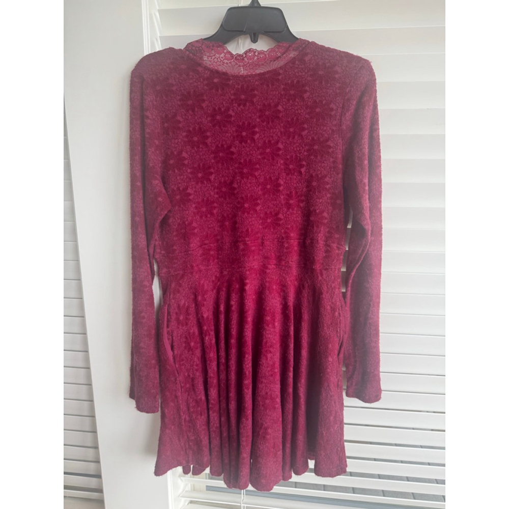Free People Burgundy Long Sleeve Dress Medium - Picture 8 of 12
